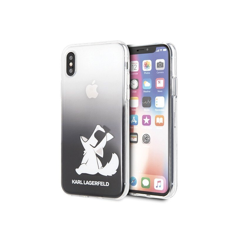 Husa Spate Premium Karl Lagerfeld iPhone X / Xs, Choupette Fun, Negru Klhcpxcfnrcbk