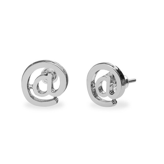 Cercei Social media dama, argintii, 8 cm inaltime