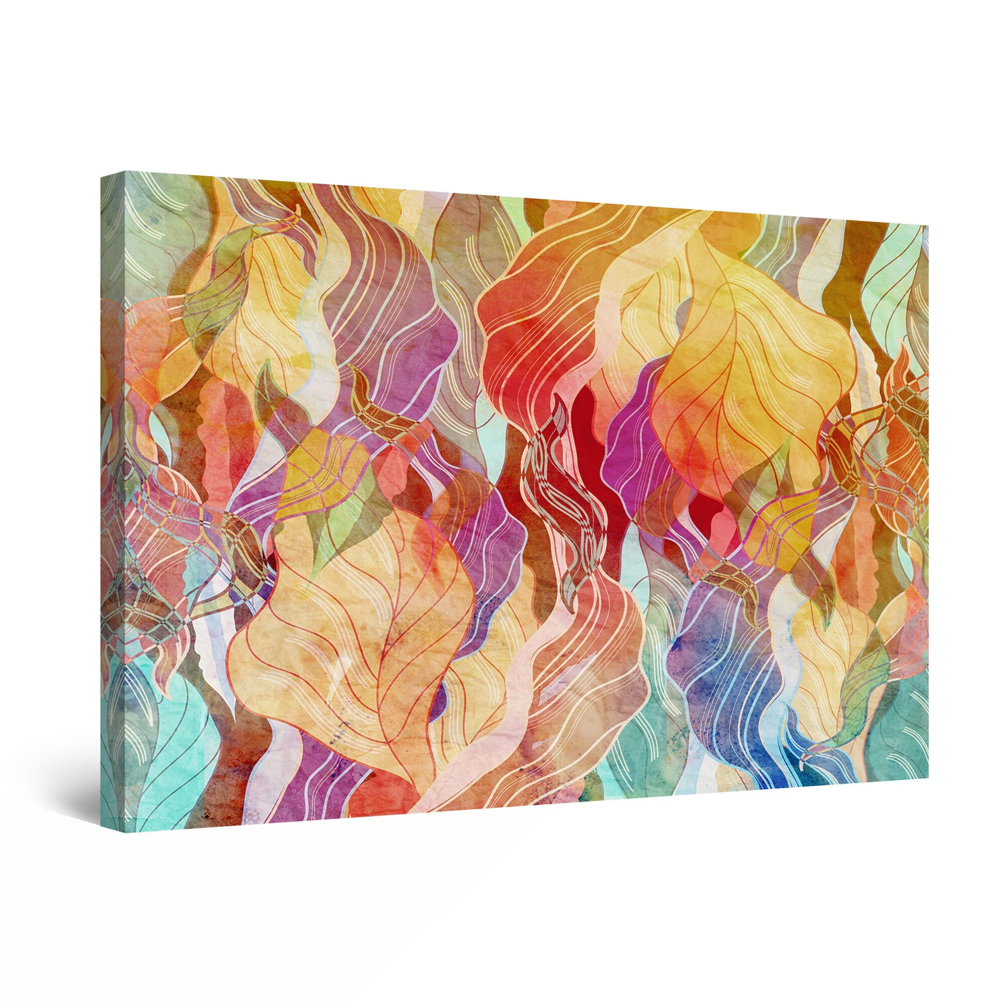 Tablou DualView Startonight Frunze multicolore, luminos in intuneric, 80 cm x 120 cm