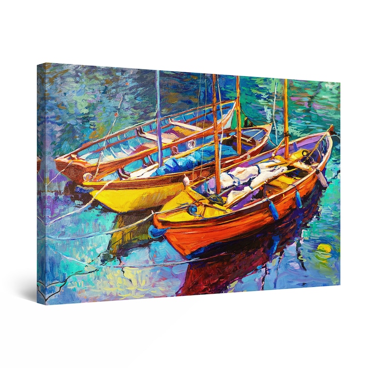 DualView Startonight картина Три лодки по езерото, светещи в тъмното, 80 см x 120 см