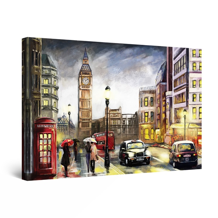 Картина Startonight DualView Дъждовен ден в Лондон, свети в тъмното, 80 см x 120 см