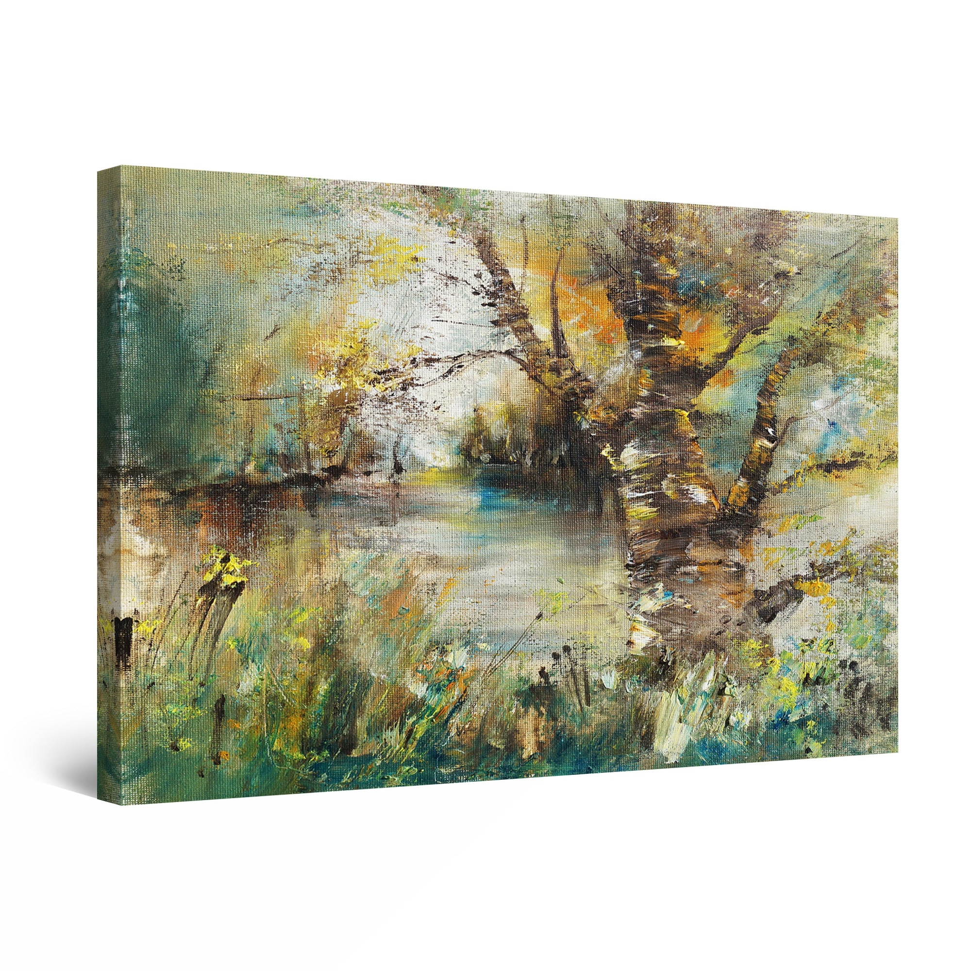 Tablou DualView Startonight Copac pe mal de rau, luminos in intuneric, 80 cm x 120 cm