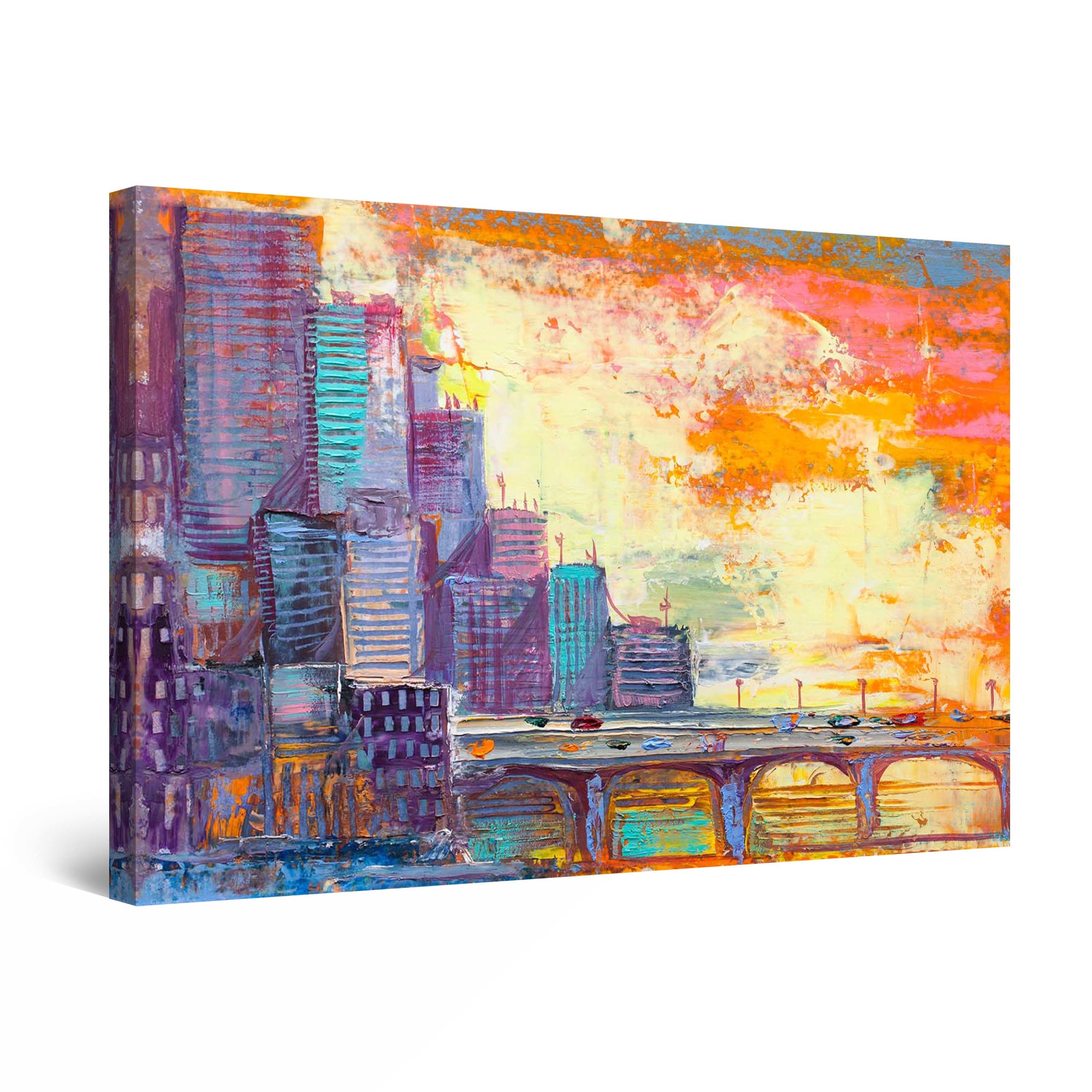 Tablou DualView Startonight Orasul violet, luminos in intuneric, 90 cm x 60 cm