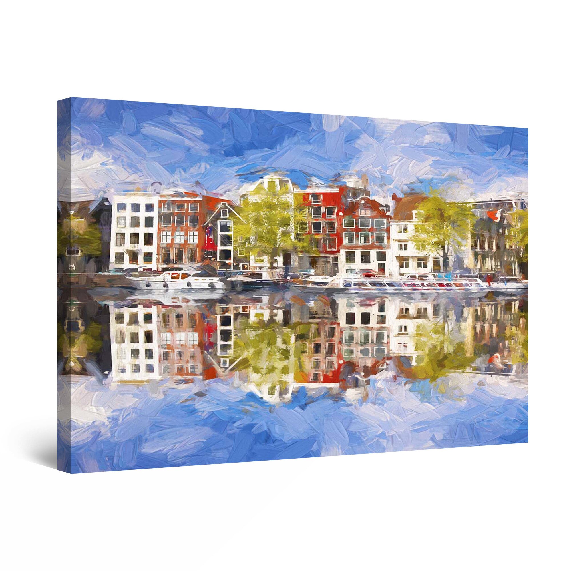 Tablou DualView Startonight Oras reflectat in lac, luminos in intuneric, 90 cm x 60 cm