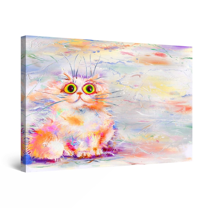 Startonight DualView Festmény Cute Colored Cat for Kids, Világít a Sötétben, 30 cm x 20 cm