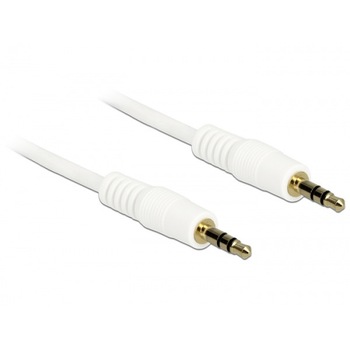 Cablu stereo jack 3.5mm 3 pini Alb T-T 0.5m, Delock 83743 Cablu stereo jack 3.5mm 3 pini Alb T-T 0.5m, Delock 83743