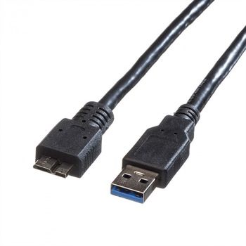 Cablu USB 3.0 la micro USB 3.0 0 T-T 0.15m Negru, Roline 11.02.8876 Cablu USB 3.0 la micro USB 3.0 0 T-T 0.15m Negru, Roline 11.02.8876