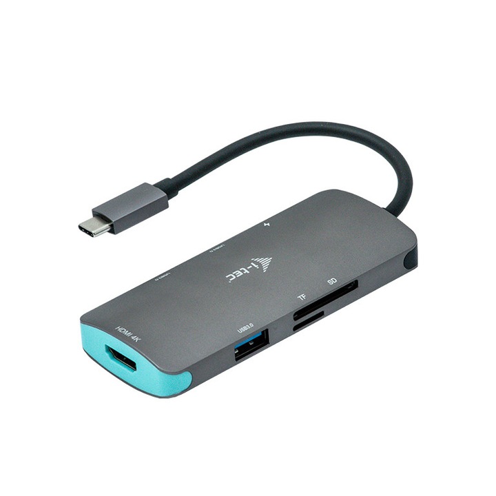 Метална докинг станция iTec, Nano 1x HDMI, 4K, 30Hz, 1x LAN 3x USB 3.0 1x PD, Сиво