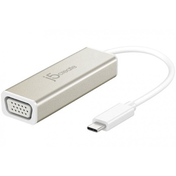 Adaptor J5 Create JCA111 USB-C tata - VGA mama, Full HD, Alb Adaptor J5 Create JCA111 USB-C tata - VGA mama, Full HD, Alb