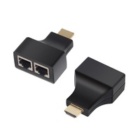 set 2 bucati adaptor extender hdmi la rj45 cat5e cat6 utp lan ethernet balun extender repeater pana la 30 metri - phuture imagen 21_0_
0