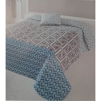 Cuvertura pat pentru 1 persoana, 180 x 250 cm, Gri/Albastru