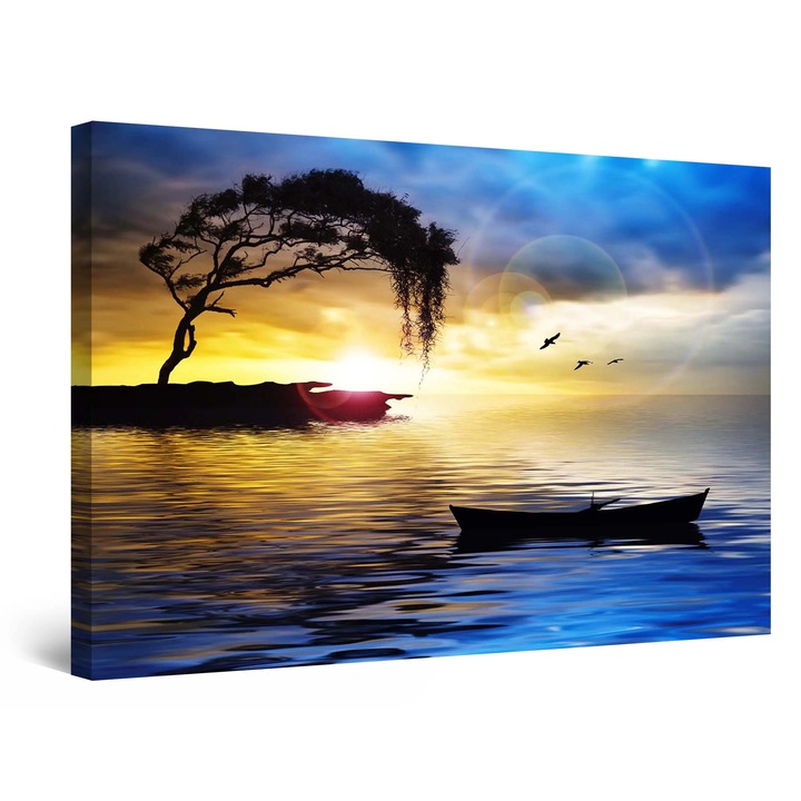 Tablou DualView Startonight Apus pe ocean, luminos in intuneric, 90 cm x 60 cm