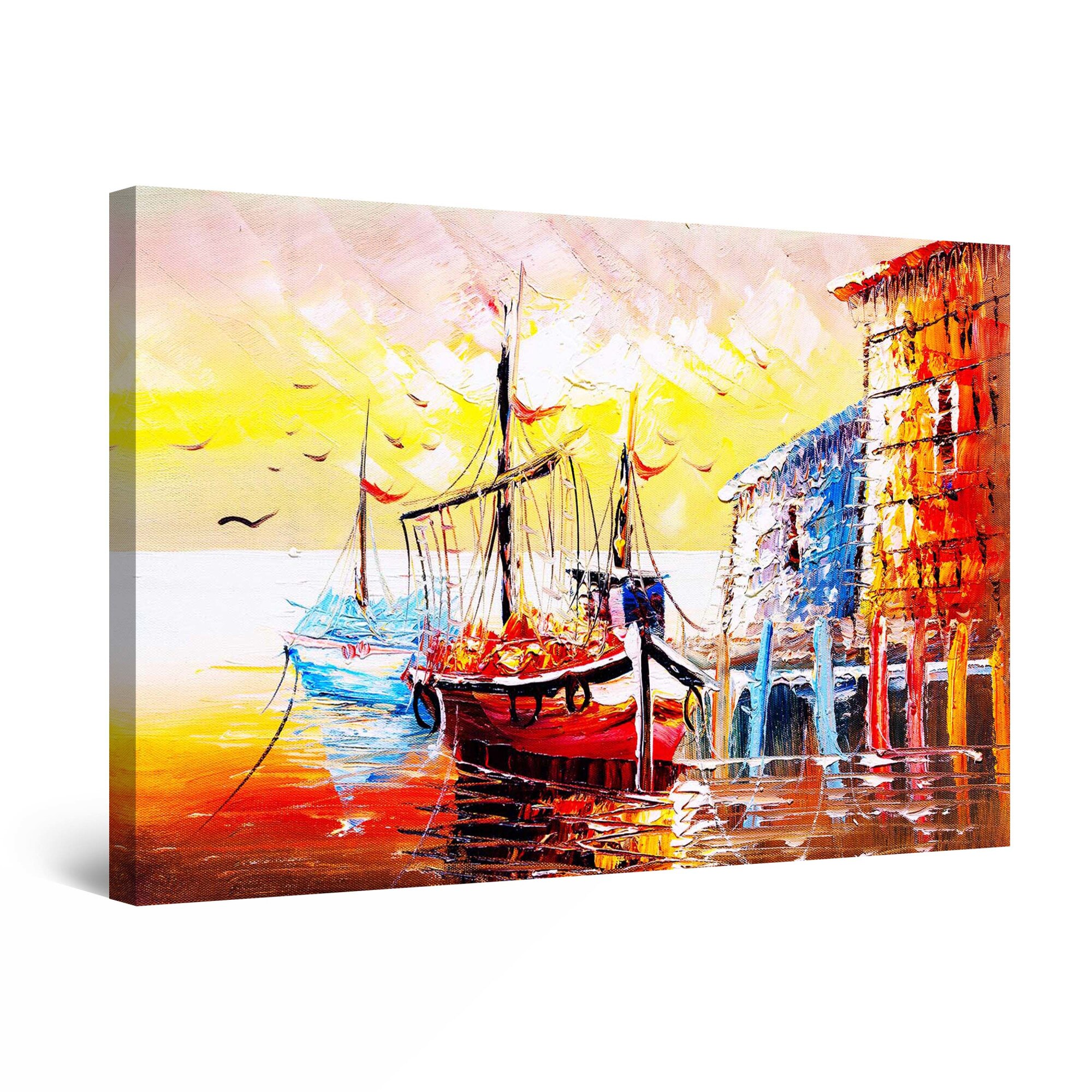 Tablou DualView Startonight Barci in port, luminos in intuneric, 90 cm x 60 cm