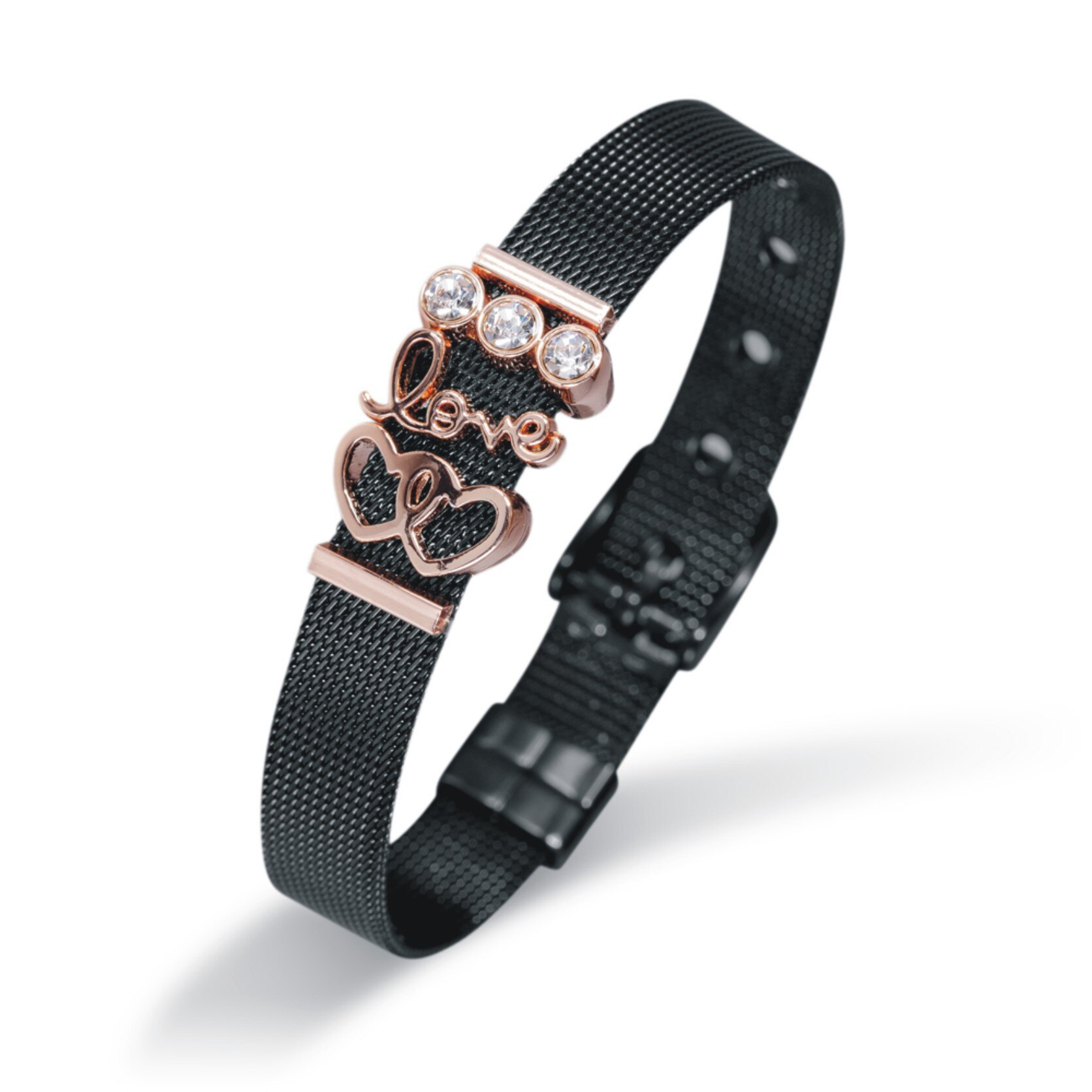 Bratara Pierre Ricaud, PR150.K, negru, Rose Gold