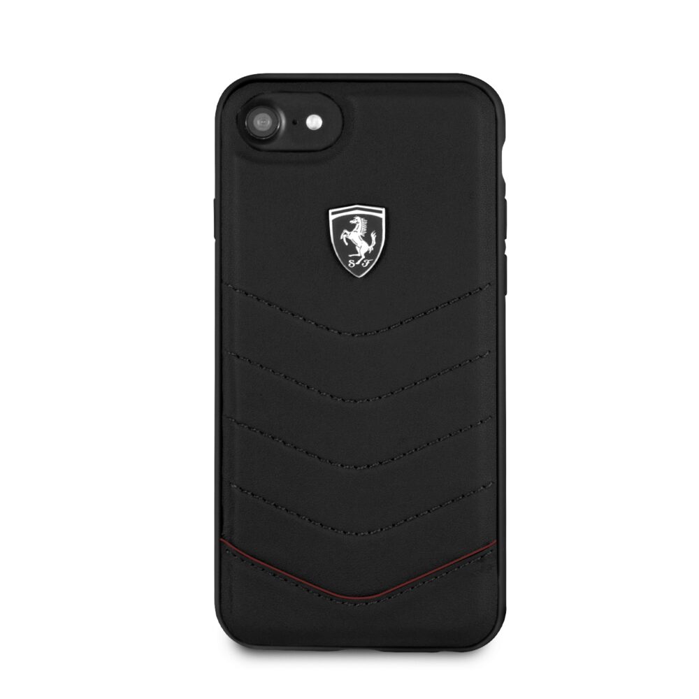 Husa Ferrari din piele pentru iPhone SE 2 (2020), Heritage Collection, Negru