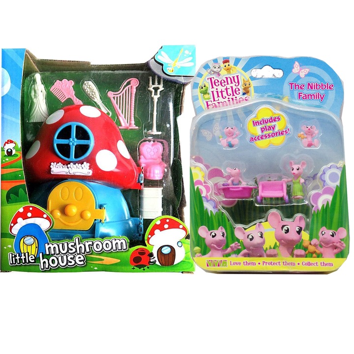 Игрален комплект Chippo Teeny Little Family Къщичка Гъбка, The Cheddar Family- семейство Мишки , 52028-6