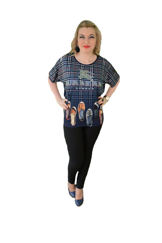 Tricou modern, model fashion cu croi lejer si design rafinat,D&J Exclussive, Albastru marin