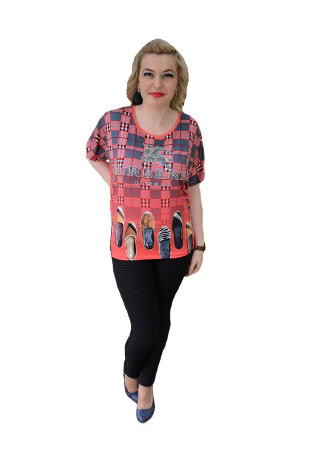 Tricou modern, model fashion cu croi lejer si design rafinat,D&J Exclussive, Corai