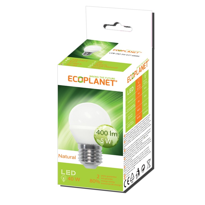 Led izzó, Ecoplanet, G45 230V 5W 4000K E27