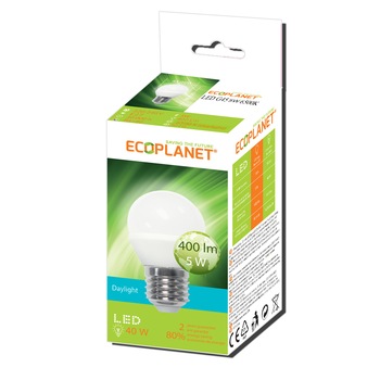 Bec LED Ecoplanet glob mic G45, E27, 5W (40W), 400 LM, A+, lumina rece 6500K, Mat Bec LED Ecoplanet glob mic G45, E27, 5W (40W), 400 LM, A+, lumina rece 6500K, Mat