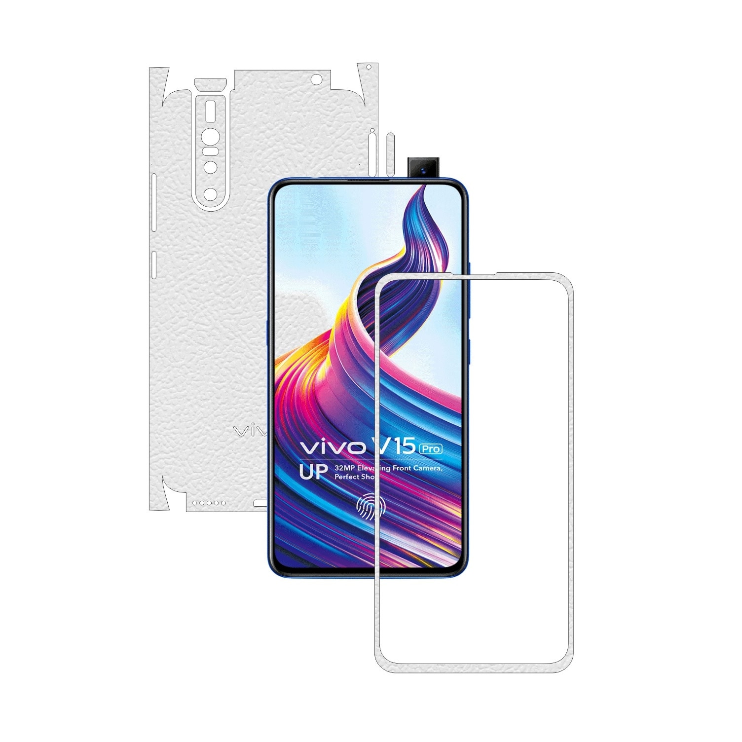 Folie Protectie Carbon Skinz pentru Vivo V15 Pro - Piele Alba 360 Cut, Skin Adeziv Full Body Cover pentru Rama Ecran, Carcasa Spate si Laterale
