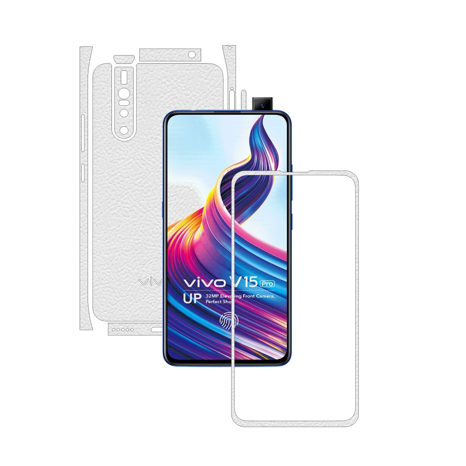 Folie Protectie Carbon Skinz pentru Vivo V15 Pro - Piele Alba Split Cut, Skin Adeziv Full Body Cover pentru Rama Ecran, Carcasa Spate si Laterale