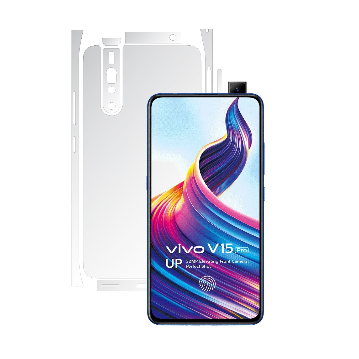Folie Protectie spate Invisible Skinz HD pentru Vivo V15 Pro - Folie Siliconica Ultra-Clear cu taiere Split Cut pentru Carcasa Spate si Laterale, Skin Adeziv Transparent, Edge to Edge Full Case Cover