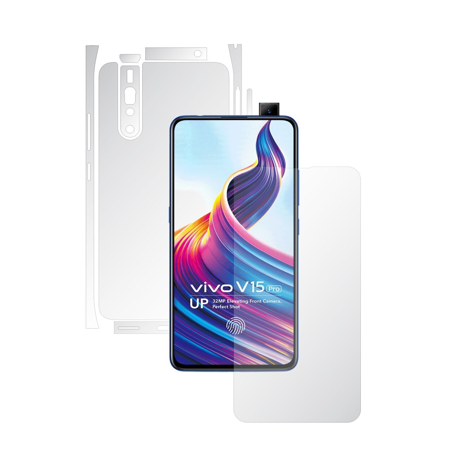 Folie Full Body Invisible Skinz UHD AutoRegeneranta pentru Vivo V15 Pro - Folie Protectie Siliconica Ultra-Clear cu taiere Split Cut pentru Ecran, Carcasa Spate si Laterale, Skin Adeziv Transparent, Edge to Edge Cover