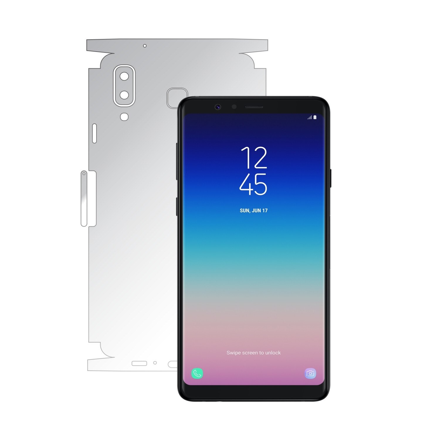 Folie Protectie Spate Invisible Skinz UHD AutoRegeneranta pentru Samsung Galaxy A8 Star - Folie Siliconica Ultra-Clear cu taiere 360 Cut pentru Carcasa Spate si Laterale, Skin Adeziv Transparent, Edge to Edge Full Case Cover