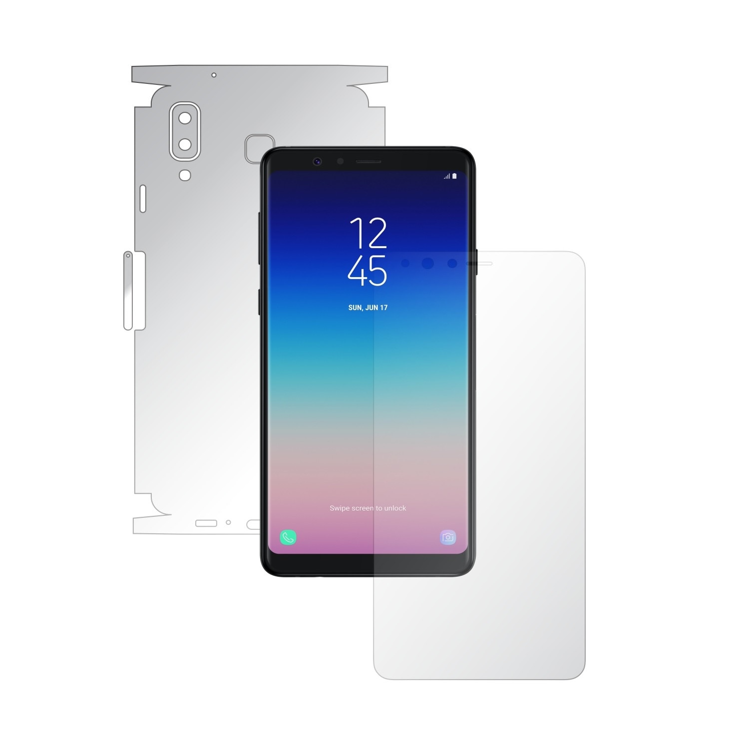 Folie Full Body Invisible Skinz HD pentru Samsung Galaxy A8 Star - Folie Protectie Siliconica Ultra-Clear cu taiere 360 Cut pentru Ecran, Carcasa Spate si Laterale, Skin Adeziv Transparent, Edge to Edge Cover