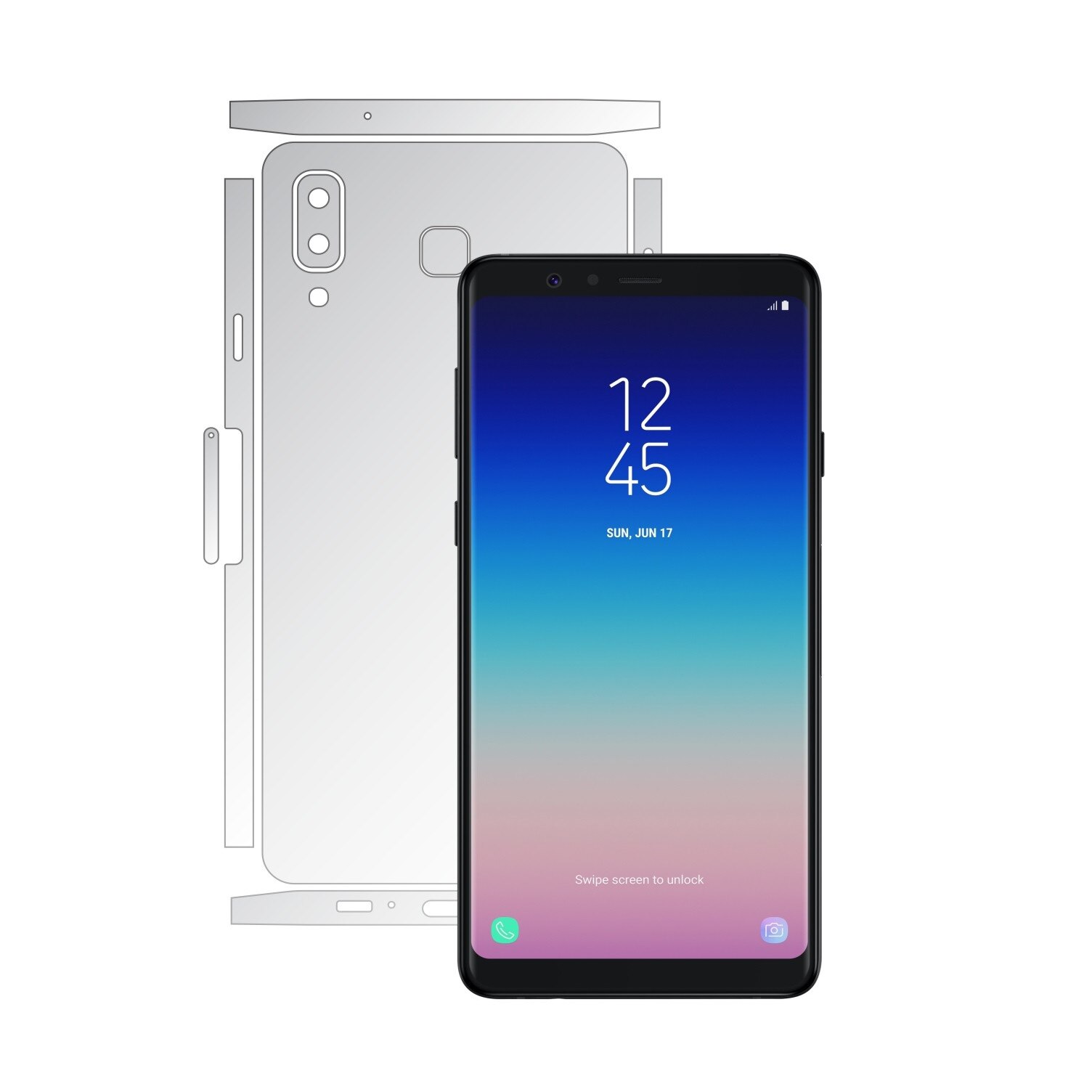 Folie Protectie spate Invisible Skinz HD pentru Samsung Galaxy A8 Star - Folie Siliconica Ultra-Clear cu taiere Split Cut pentru Carcasa Spate si Laterale, Skin Adeziv Transparent, Edge to Edge Full Case Cover