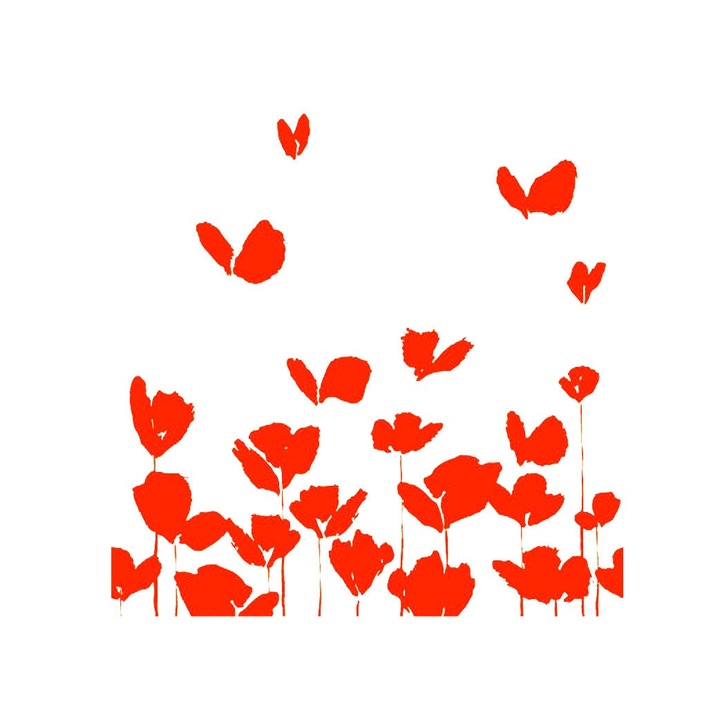 Sticker decorativ perete FLORI SI FLUTURI 50X50 CM