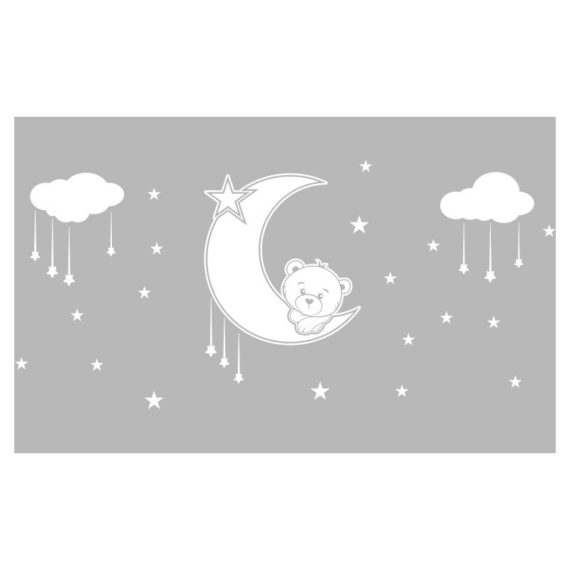 Sticker Decorativ - SMAER - Ursulet cu Norisori - 120cm x 60cm - Alb