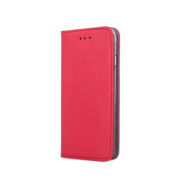 Калъф-книга, съвместим със Samsung Galaxy A13 5G и Samsung Galaxy A04S, първокласна флип книга с магнитно затваряне и функция за стойка, джоб за карта, червен