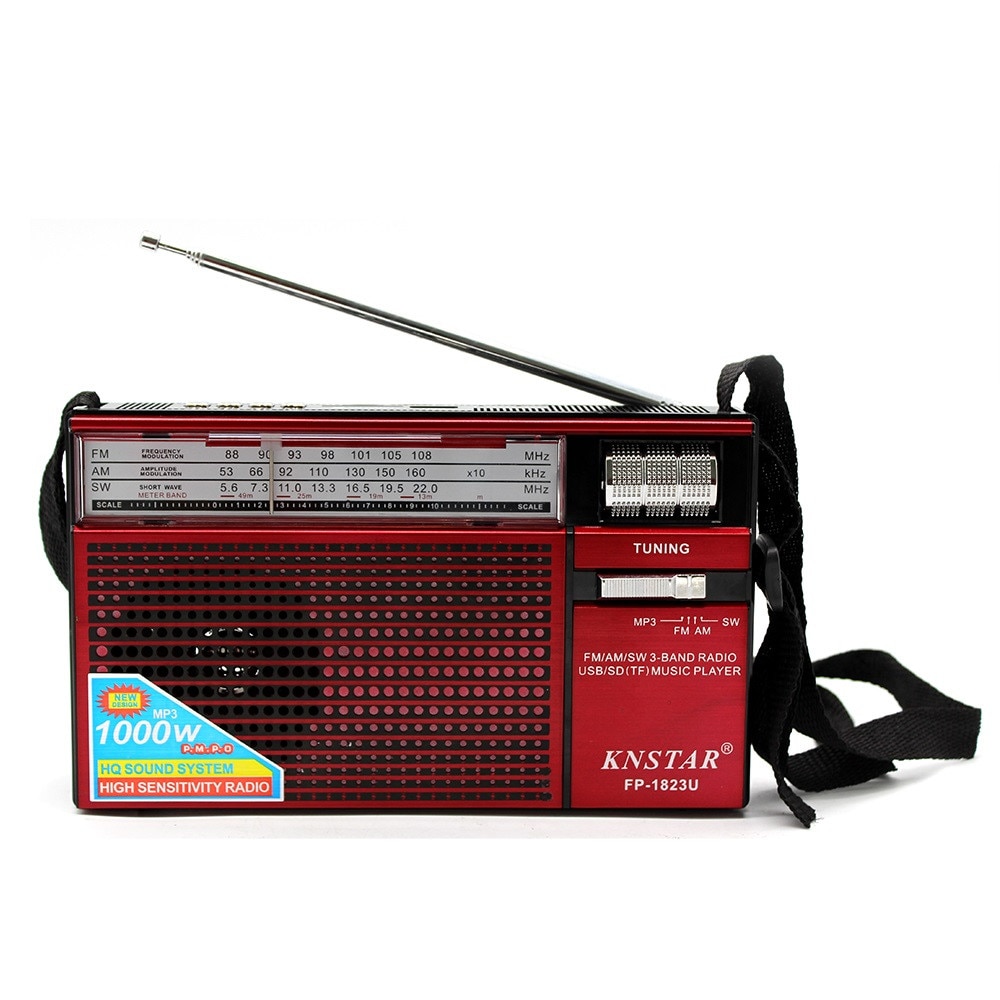 Radio Portabil AM/FM/SW1-8, Acumulator Inclus, Soundvox™ FP-1823U, Rosu