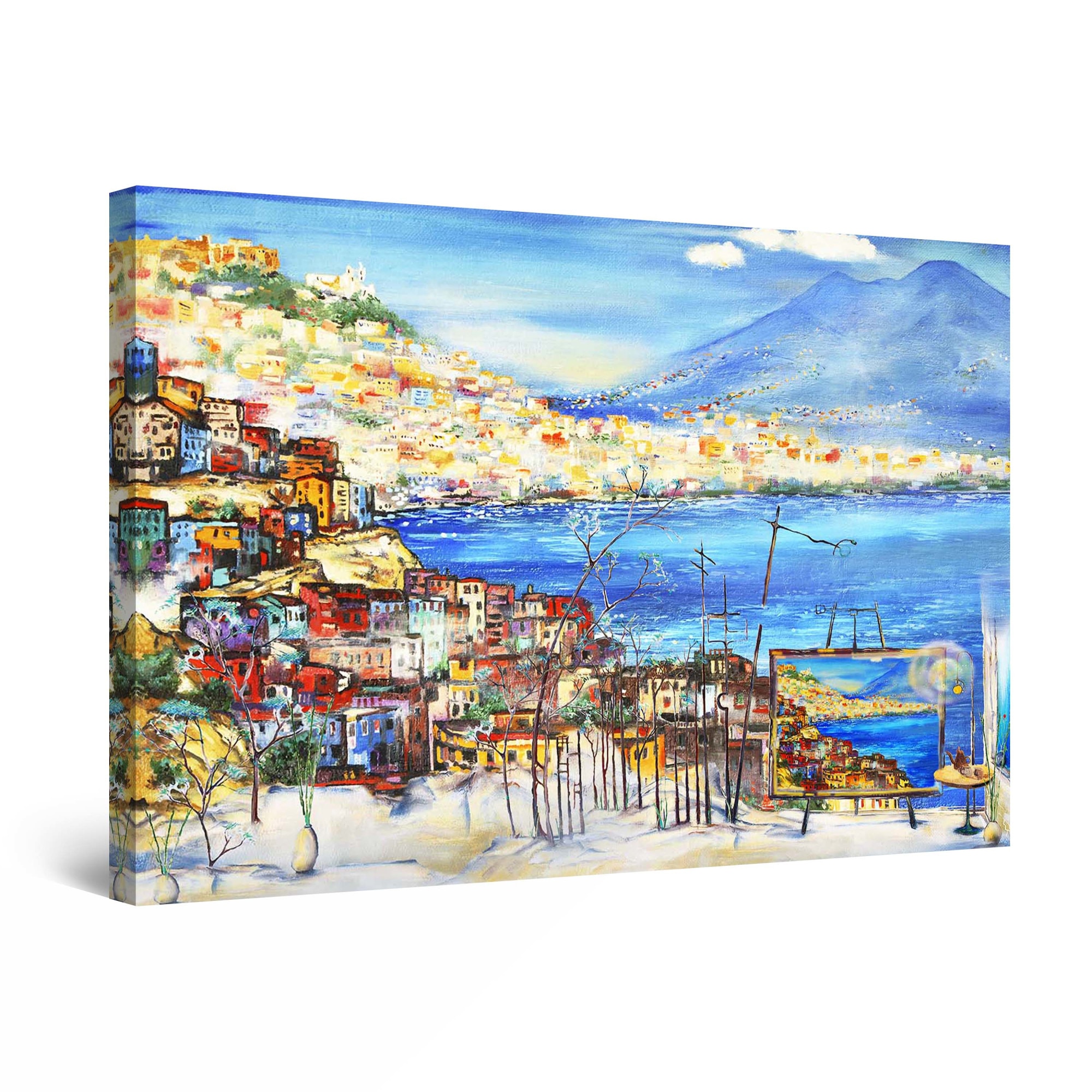 Tablou DualView Startonight Satul de pe coasta, luminos in intuneric, 90 cm x 60 cm