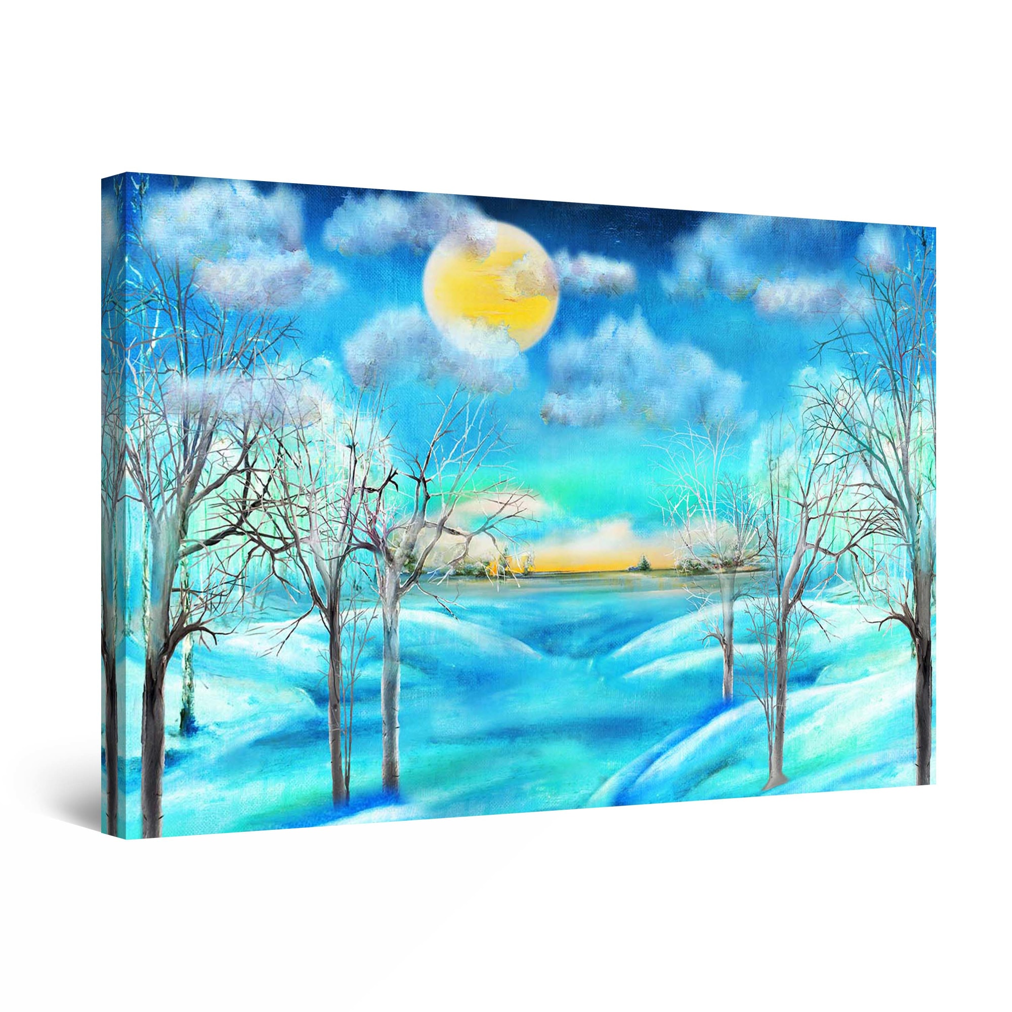 Tablou DualView Startonight Iarna langa sat, luminos in intuneric, 90 cm x 60 cm