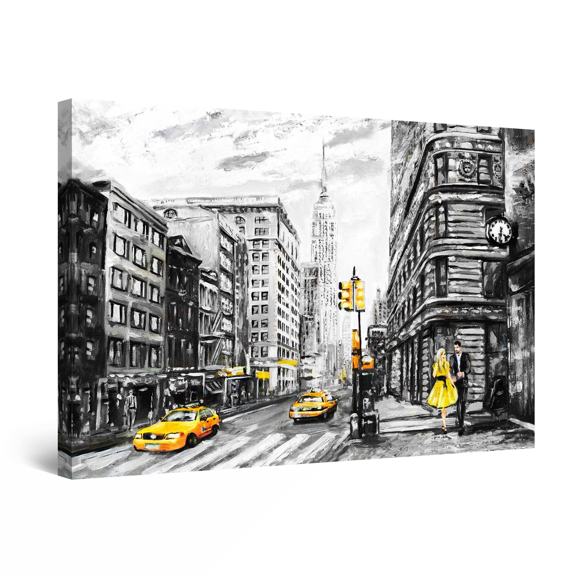 Tablou DualView Startonight Taxiuri in New York, luminos in intuneric, 80 cm x 120 cm