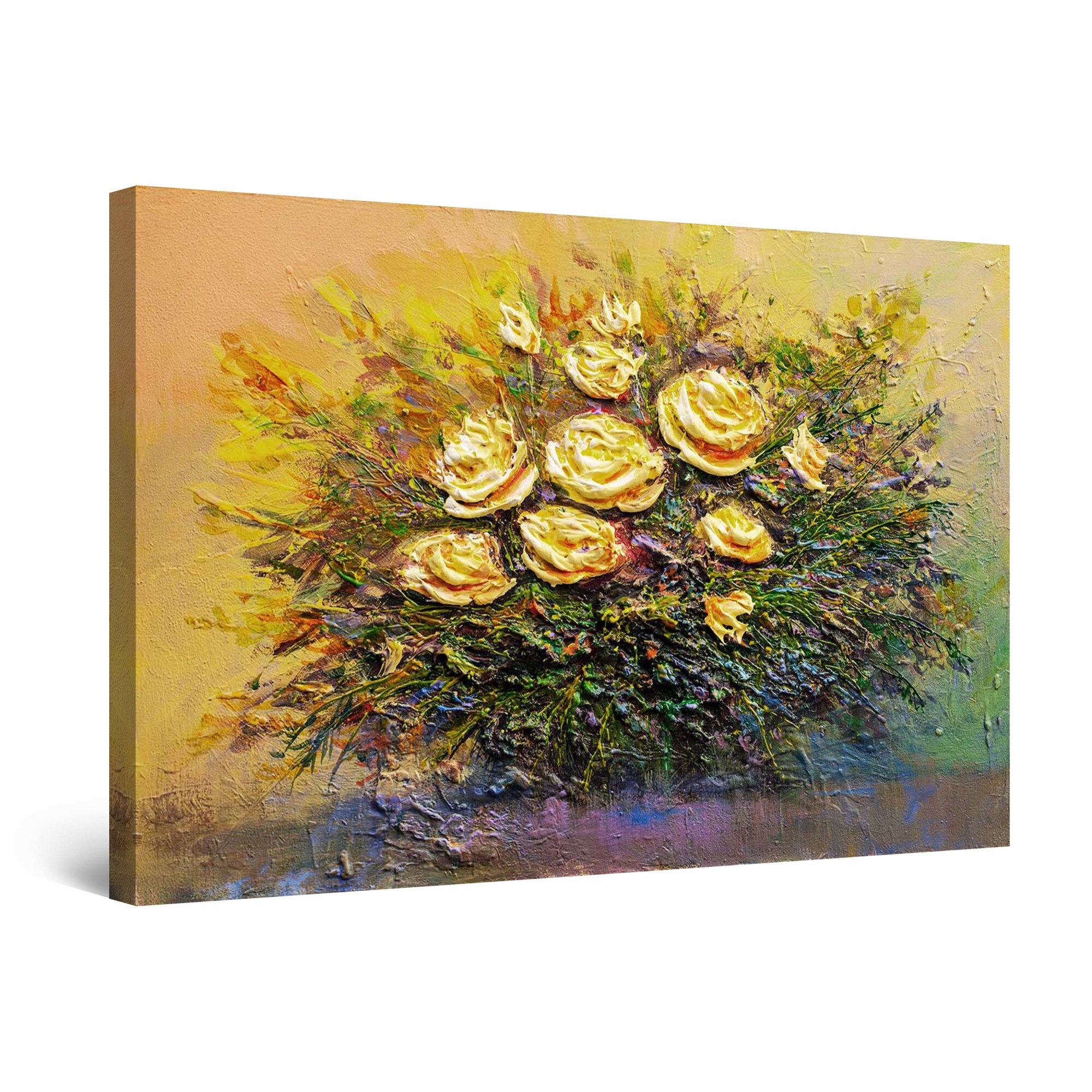 Tablou DualView Startonight Buchet de bujori galbeni, luminos in intuneric, 90 cm x 60 cm