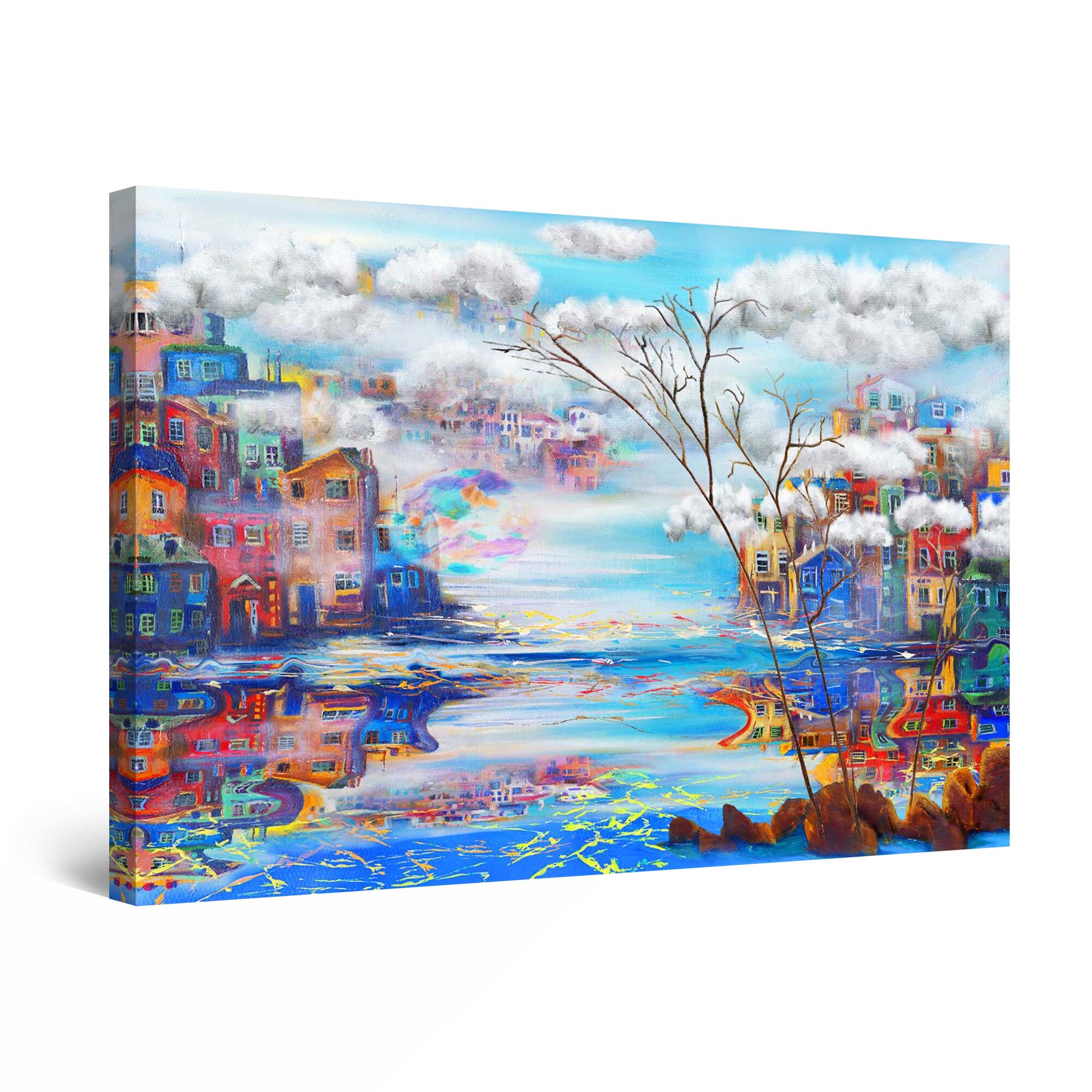 Tablou DualView Startonight Lacul dintre sate, luminos in intuneric, 90 cm x 60 cm