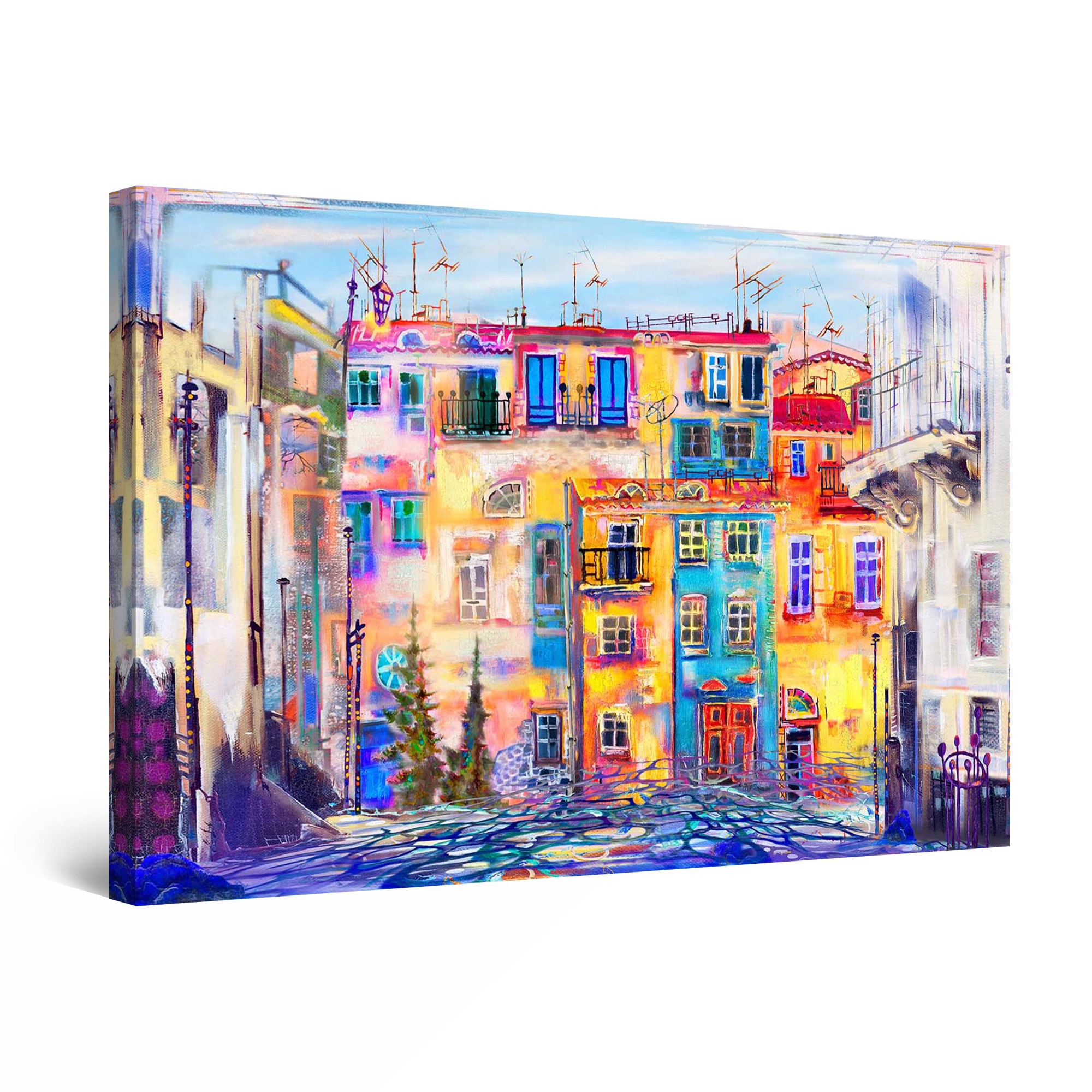 Tablou DualView Startonight Cladiri colorate, luminos in intuneric, 30 cm x 20 cm