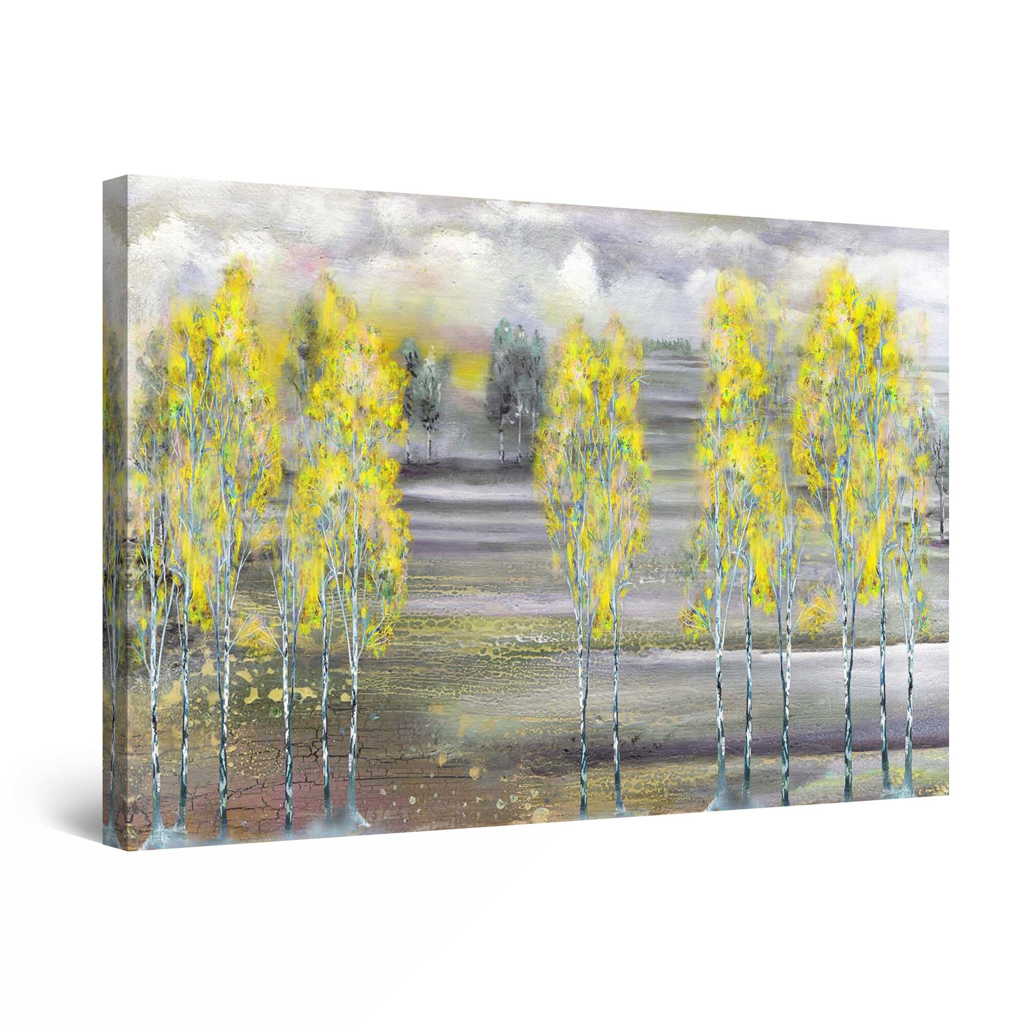 Tablou DualView Startonight Plopii galbeni, luminos in intuneric, 80 cm x 120 cm