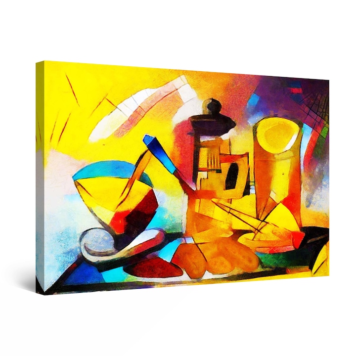 Startonight DualView Festmény Abstract Kitchen Table Cubism, Világít a Sötétben, 30 cm x 20 cm