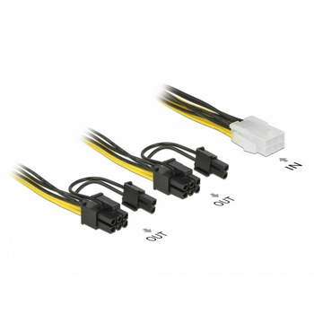 Cablu PCI Express 6 pini la 2 x 8 pini M-T 15cm, Delock 85452 Cablu PCI Express 6 pini la 2 x 8 pini M-T 15cm, Delock 85452
