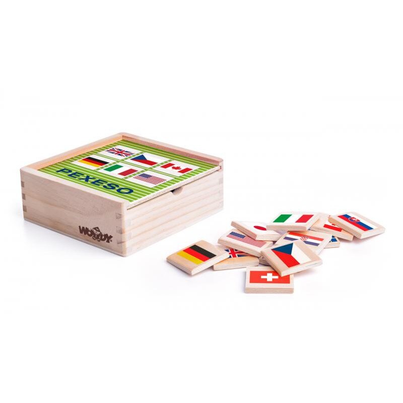 Joc de memorie Woodyland cu drapelele lumii