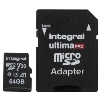 Card de memorie Integral 70V30 64GB Micro SDXC Clasa 10 UHS-I + Adaptor SD Card de memorie Integral 70V30 64GB Micro SDXC Clasa 10 UHS-I + Adaptor SD