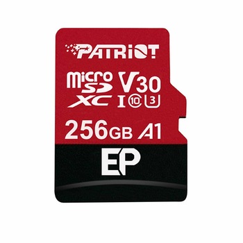 Card de memorie Patriot EP A1 Series MicroSDXC V30 256GB Clasa 10 UHS-I U3 Card de memorie Patriot EP A1 Series MicroSDXC V30 256GB Clasa 10 UHS-I U3