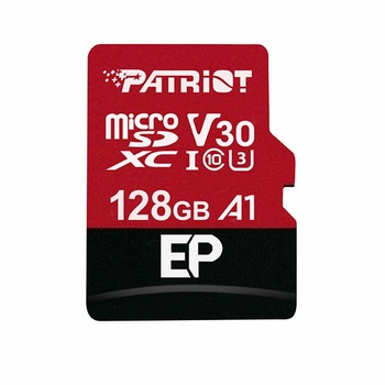 Card de memorie Patriot EP A1 Series MicroSDXC V30 128GB Clasa 10 UHS-I U3 Card de memorie Patriot EP A1 Series MicroSDXC V30 128GB Clasa 10 UHS-I U3