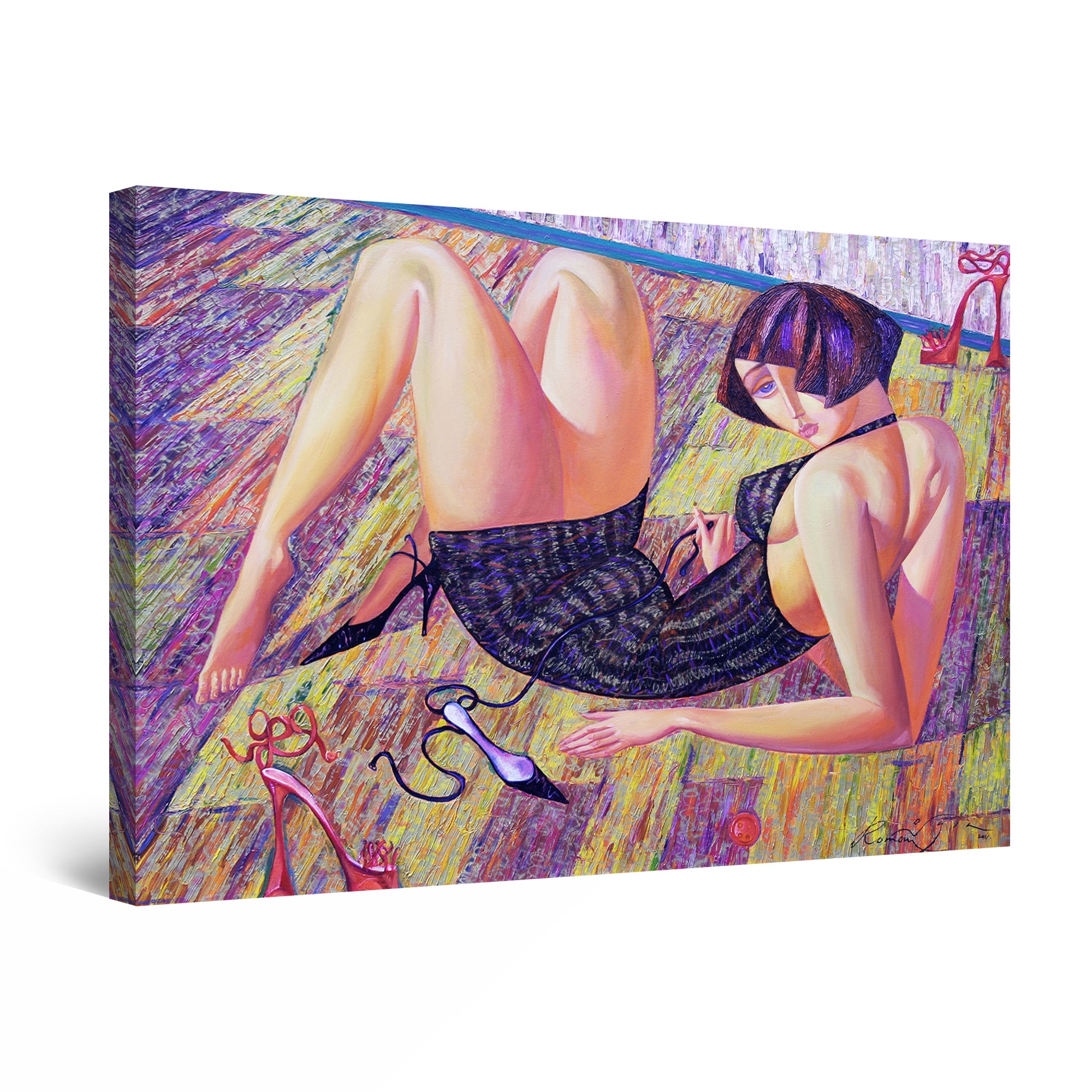 Tablou DualView Startonight Domnisoara de pe plaja, luminos in intuneric, 60 cm x 40 cm