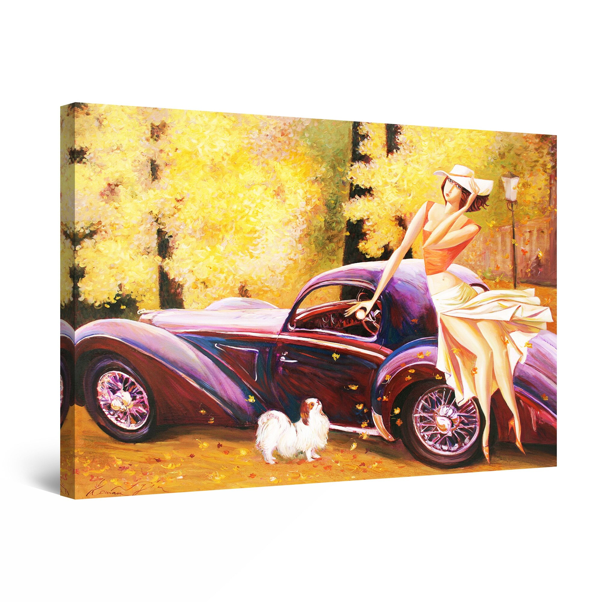 Tablou DualView Startonight Fata si masina, luminos in intuneric, 90 cm x 60 cm